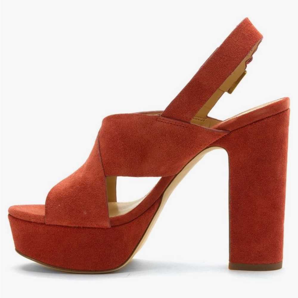 Michael Kors Mariana Sling Cinnamon Suede Size 7M Platform - Picture 6 of 17